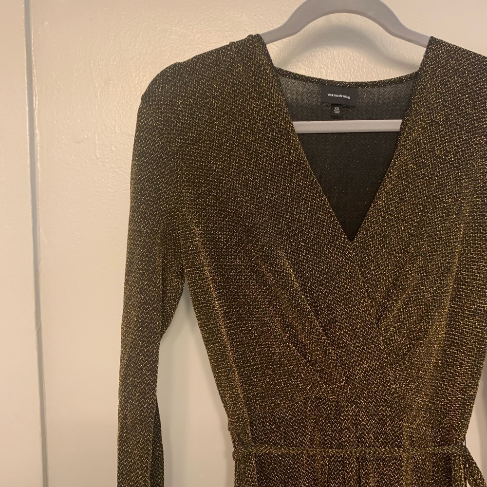Who What Wear Target Gold/Black Wrap Dress (XS)